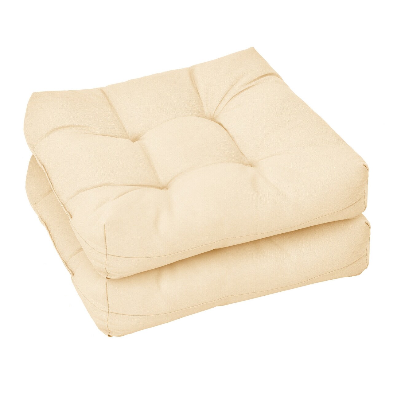 Set of 2 Outdoor Indoor Chair Cushions with Thick Cotton Filling and Reversible Design